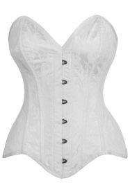Top Drawer White Satin w/White Lace Overlay Steel Boned Overbust Corset (size: medium)