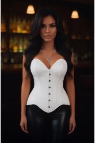 Top Drawer White Satin w/White Lace Overlay Steel Boned Overbust Corset (size: small)