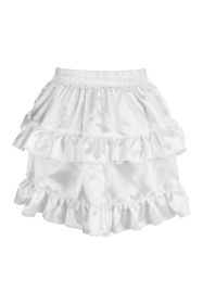 White Satin Ruched Bustle Skirt (size: Queen)