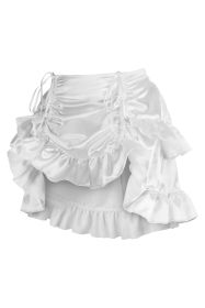 White Satin Ruched Bustle Skirt (size: Curvy)