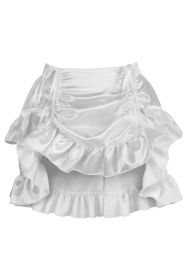 White Satin Ruched Bustle Skirt (size: Regular)